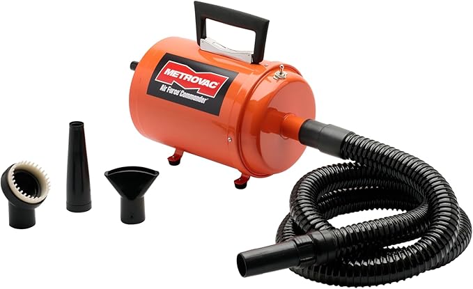 METROVAC - Air Force Commander 2 Speed Model: AFTD-1 802 Watts - Dog & Cat Hair Blow/Dryer - Air Dryer for Long and Short Hair - Orange
