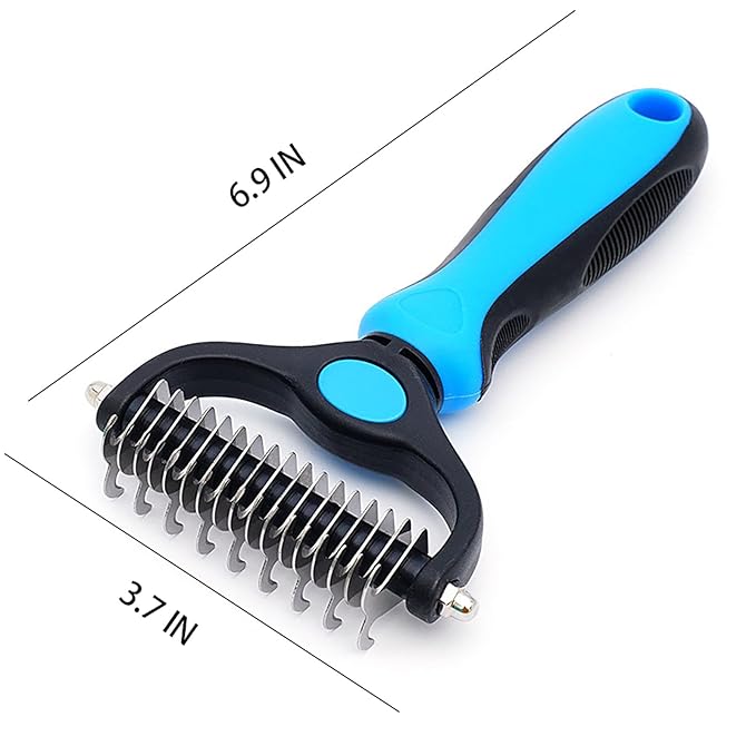 2-Piece Cat and Dog Grooming Set with a pair of grooming gloves and a shedding brush for shedding, bathing, brushing, removing undercoat and reducing shedding easily (Red)