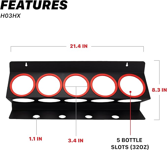 Maxshine Universal Detailing Spray Bottle Holder (No Logo) – Mobile Detailing & Car Garage Organizer, Holds 5 Bottles (16/32oz) with 4 Small Holes – Lightweight Design, Easy Wall Mounting