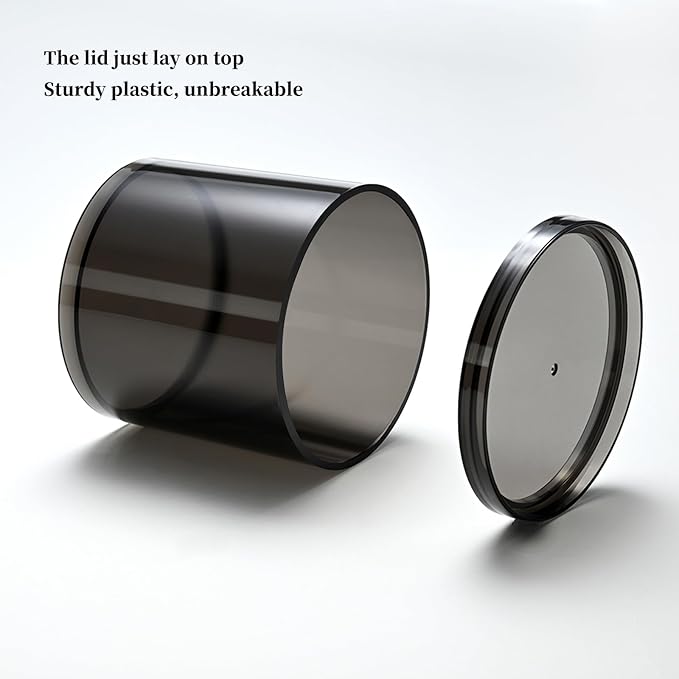 2Pack Stackable Black Plastic Container - 20 Ounce Round Vanity Storage Organizers with Lids for Hair Accessories & Beauty Supplies & bathroom container set