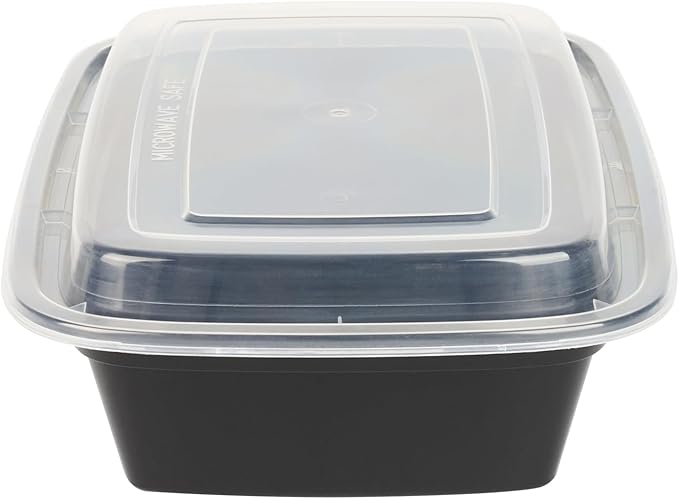 Restaurantware-Asporto 38 Ounce Take Out Containers, 100 Food Containers With Lids - Microwavable, Disposable, Black Plastic To Go Boxes For Food, No BPA, For Take Out And Delivery