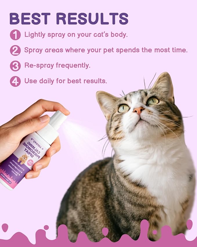 Cat Calming Pheromone Spray - Cat Calming Spray - Reduce Scratching, Fighting, Peeing, Marking - Cat Anxiety & Stress Relief - for Home, Travel, Vet Visits - with Cat Pheromone & Natural Ingredients