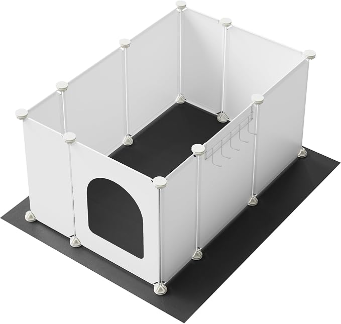 HOOBRO Cat Litter Box Enclosure with Large Oxford Mat, Extra Large Litter Box Shield with Row-Hook, 30.3" L x 18.5" W x 15.7" H, Compatible with Most Litter Boxes, White BW07PP03