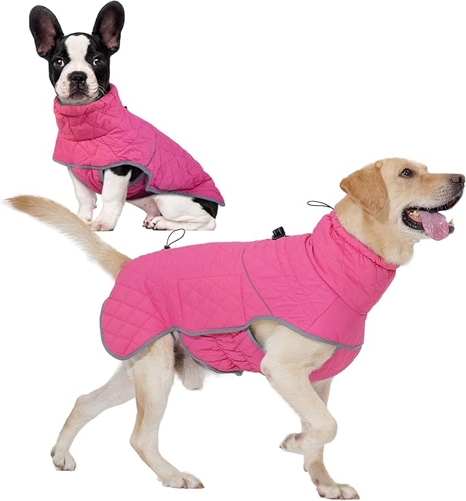 Winter Coat - Waterproof Puffer Jacket for Small to Large Dogs, Cold Weather Coats with Built-in Harness and Reflective Turtleneck