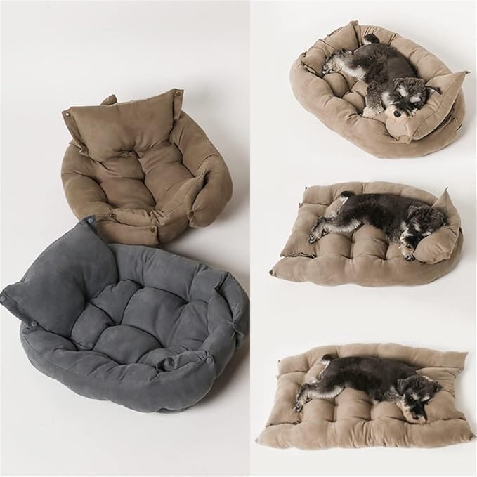 Comfy Calming Dog Beds for Small Medium Large Dogs, Anti Anxiety Dog Bed, Self Warming Dog Bed Outdoor and Indoor, Cat Beds for Indoor Cats, Kennel Bed for Pet (Small(10x12inch),Khaki)
