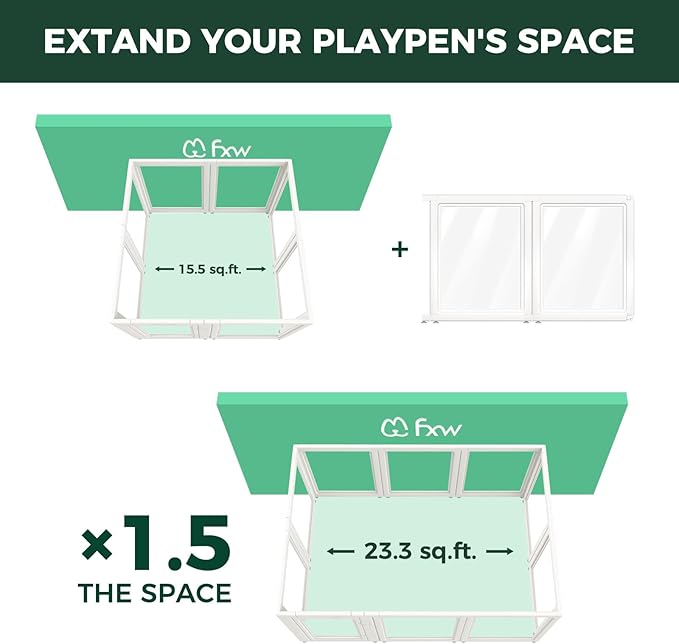 FXW AuraSpace Acrylic Indoor Dog Playpen for Small and Medium Dogs, 30 inch, 2 Panels, White