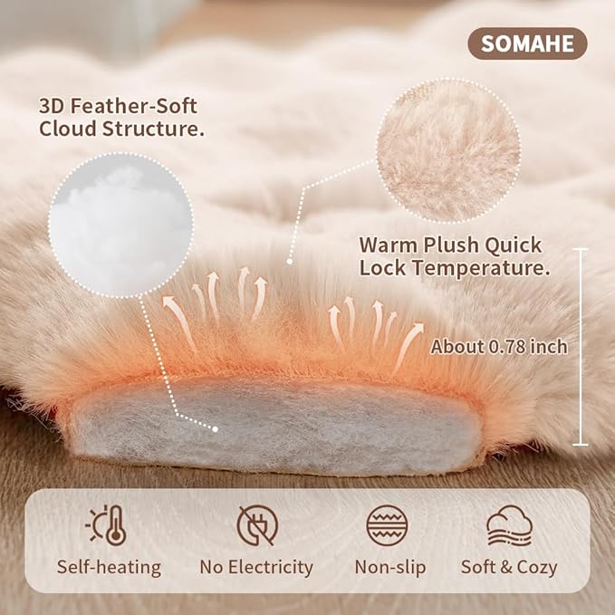 Cat Beds for Indoor Cats Faux Fur Pet Pad Mat Plush Kitten Bed with Non-Slip Bottom for Carriers/Couch Dog & Puppy Friendly 35 x 27 Inch X-Large White