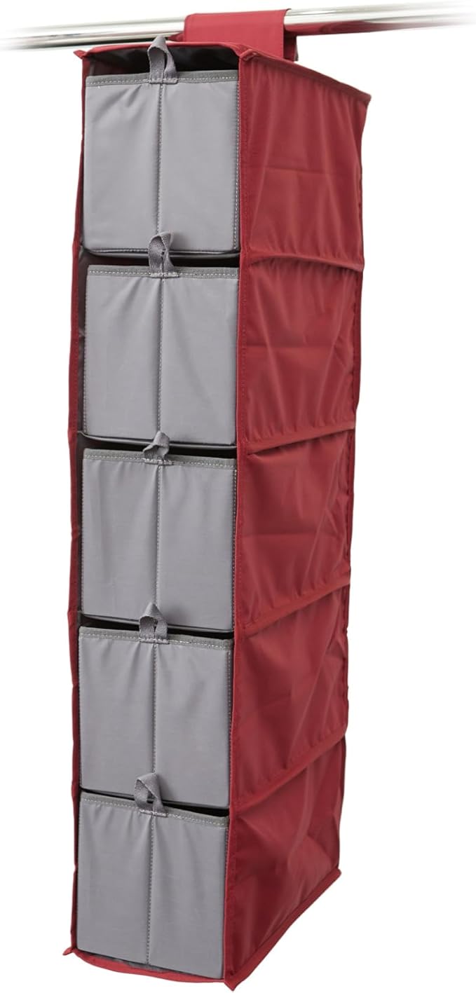 Covermates Keepsakes Hanging Shoe Organizer Set - Heavy Duty Material, Sturdy Interior Shelves, Includes Trays with Dividers - Closet Storage, Scarlett Red