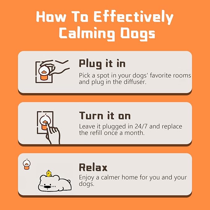Dog Pheromone Calming Diffuser 8 in 1 Appeasing Pet Pheromones Diffuser to Calm Kit (2 Plug in+ 6 Pack 48ml Refill) for Anxiety
