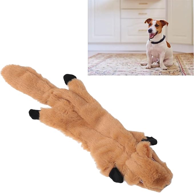 Chewing Plush Toy for Pets, Interactive Squeaky Toy for Anxiety Reduction, Soft Bite Teeth Cleaning Chew Toy for Dogs and Cats (Light Brown)