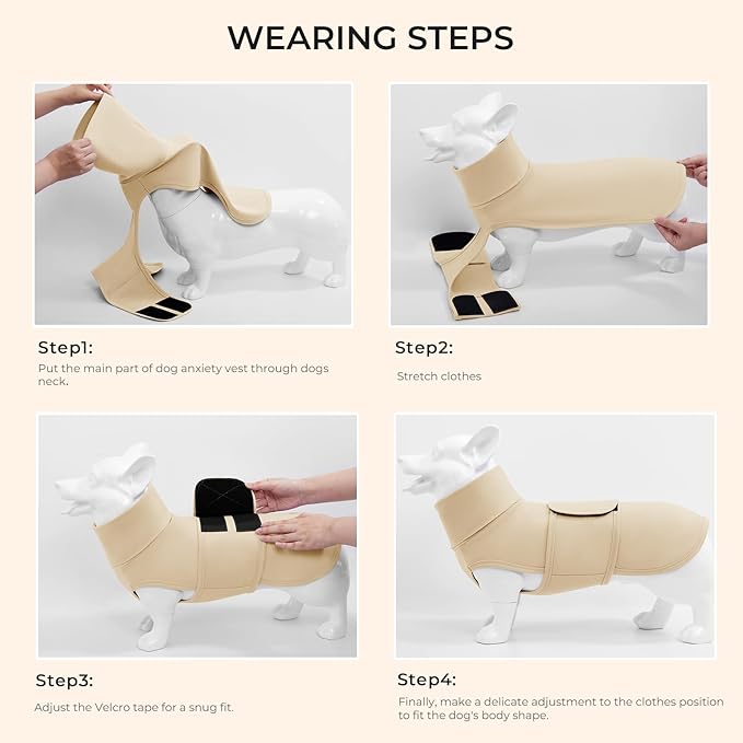 Dog Anxiety Calming Vest Adjustable Turtleneck Thunder Shirt Jacket for Fireworks, Separation, Vet Visits, Pet Hoodie for Large Medium Dogs