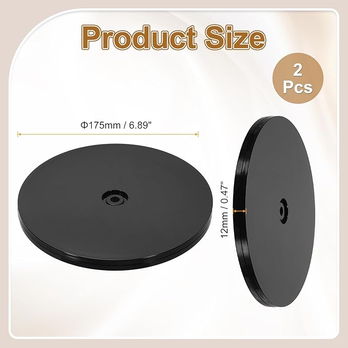 uxcell 2Pack Acrylic Lazy Susan Turntable, 7" Spinner Lazy Susan Turntable Organizer, Acrylic Ball Bearing Rotating Tray for Pantry Spice Rack Decorating, Black