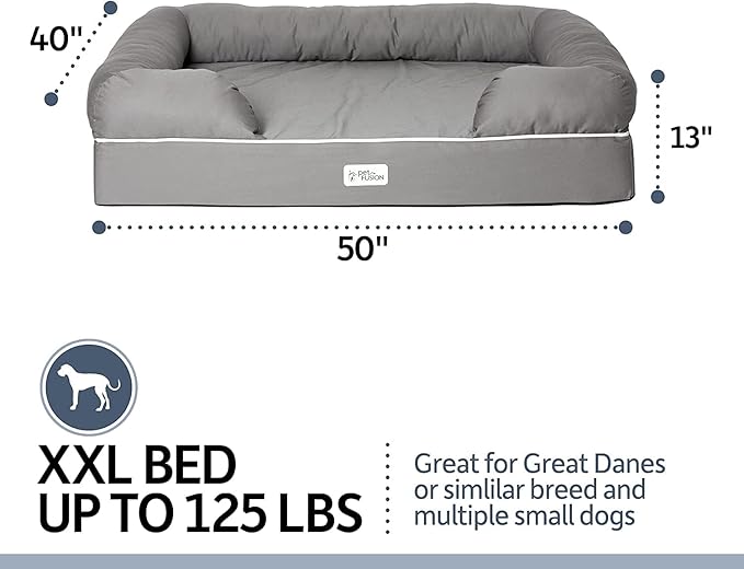 PetFusion Ultimate Dog Bed, Orthopedic Memory Foam, Multiple Sizes and Colors, Medium Firmness Pillow, Waterproof Liner, YKK Zippers, Breathable 35% Cotton Cover