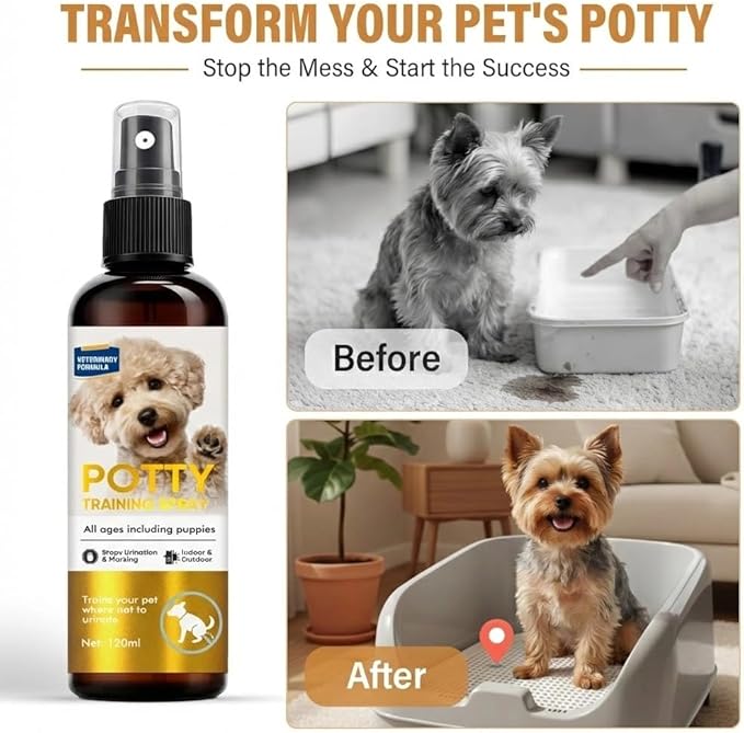 Potty Training Spray for Dogs, Advanced Dog Spray for Indoor Housebreaking, Dog Pee Spray with Pheromone Attractant, Effective Potty Training Aid for Puppies & Adult Canines, 120ml