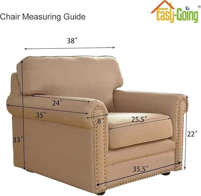 Easy-Going Stretch Chair Sofa Slipcover 1-Piece Couch Sofa Cover Furniture Protector Soft with Elastic Bottom for Kids, Pet. Spandex Jacquard Fabric Small Checks (Chair, Greyish Green)