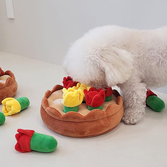 Dog Squeak Toy for Pet Dog Biteable Plush Toy Chewing Toy Hide and Seek Flower Snuffle Toy Biting Puzzle