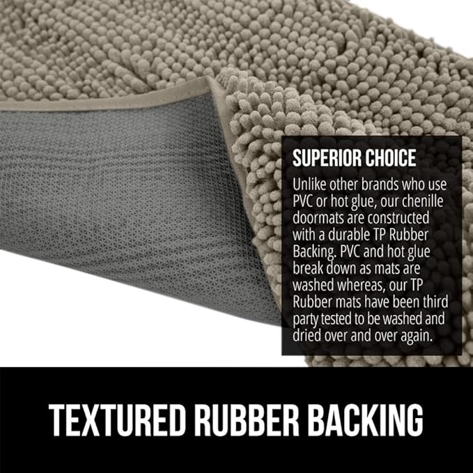 GORILLA GRIP SoakSTOPPER Dog Door Mat, 36x24 Machine Washable Rug Absorbent Doormat Captures Moisture Mud Dirt, Quick Dry Soft Chenille Entryway Rugs Indoor Entrance Mats for Dog Paws, Cappuccino