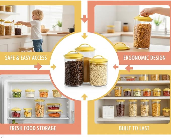 Calypso Basics by Reston Lloyd Acrylic Storage Canisters, Set of 3, Orange