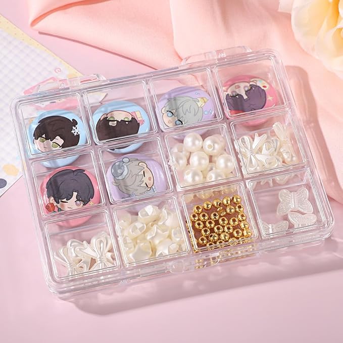 12 grid acrylic storage box, nail jewelry and earring display cabinet, nail art craft storage box with transparent cover, fishing bait, rock collection