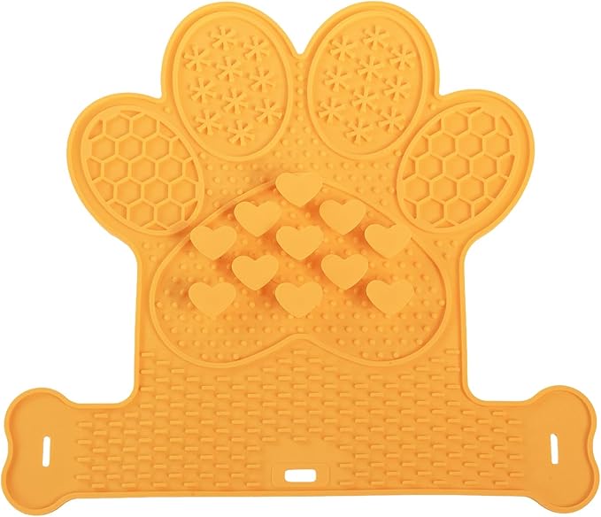 Licking Mat for Dogs & Cats, Slow Feeder Lick Pat, Anxiety Relief Dog Feeding Mat for Butter Yogurt Peanut, Orange