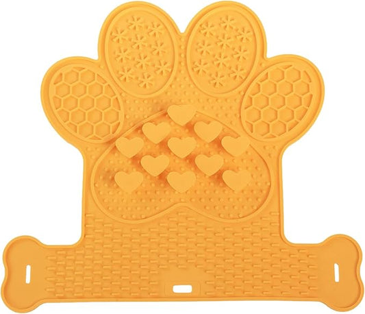 Licking Mat for Dogs & Cats, Slow Feeder Lick Pat, Anxiety Relief Dog Feeding Mat for Butter Yogurt Peanut, Orange