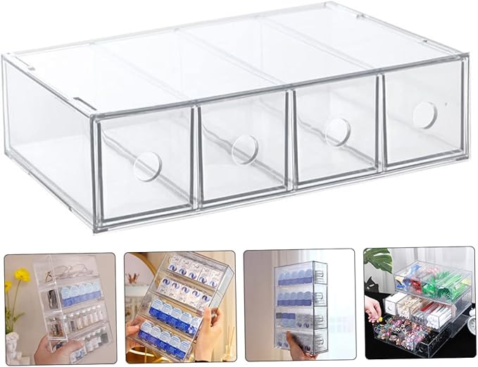 Clear Acrylic Makeup Organizer Drawer Stackable Storage Box for Cosmetics Jewelry and Accessories Elegant Design Space-saving for Vanity and Desktop Organization