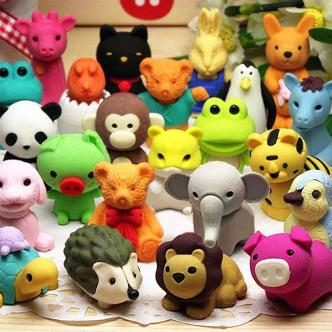 46Pcs Animal Erasers Desk Pets for Kids Animal Pencil Erasers Bulk Puzzle Eraser Toys Gifts for Classroom Prizes,Game Reward,Treasure Box,Easter Egg Fillers,Goodie Bag Stuffers,Party Favors