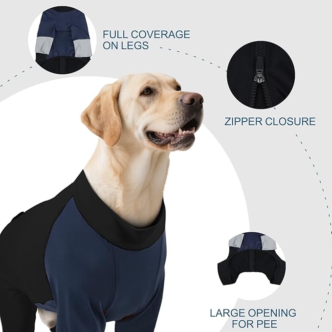 ROZKITCH Large Dog SPF 50 Shirt UV for Summer Cooling Vest for Dogs, Long Sleeve & Stretchy, Outdoor Dirt-Resistant Shedding Control Sun Protection Clothing Perfect for Outdoor Adventures Blueblack L