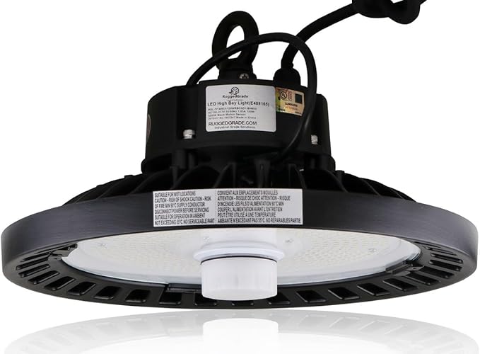 RuggedGrade 300W - Titan III Series LED High Bay UFO Light - 46,500 Lumens - 5000K Bright White - Outdoor LED Light - DLC 5.1 Premium