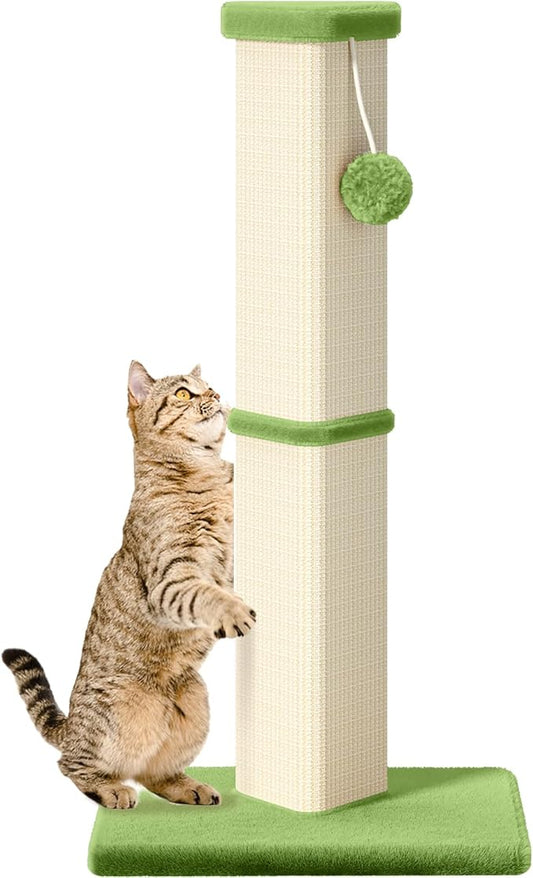 Cat Scratching Post, 32 Inch Tall Scratching Post for Indoor with 5 Inch Diameter Posts and Ball Cat Scratcher for Medium and Large Cats