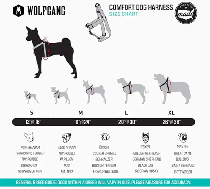 Wolfgang Heavy Duty Adjustable Dog Harness, Pull-Tested to Over 800 lbs for Walking & Training, PackLeader Print, Medium