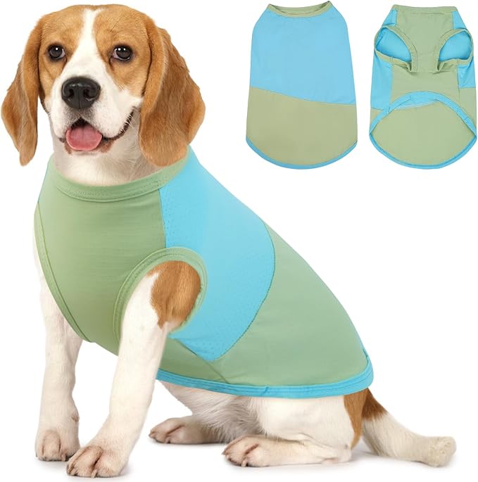 BRKURLEG Dog Cooling Vest, UPF 50+ Sun Protection Dog Cooling Shirts, Breathable Quick Dry Vest for Small to Large Dogs & Cats, Lightweight Summer Pet Clothing for Hiking, Beach, Bluegreen, XL
