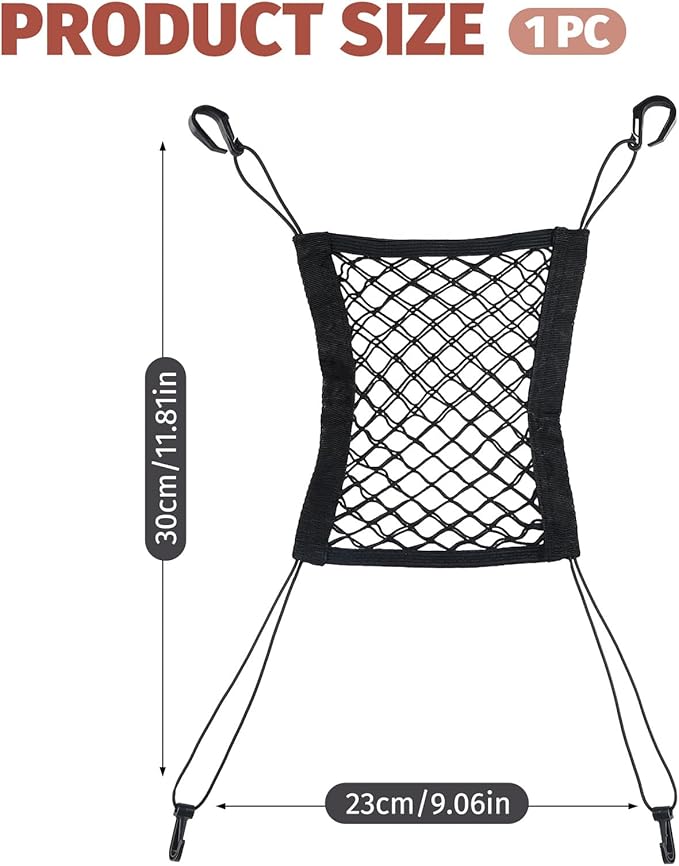 Dog Car Net Barrier, Elastic Divider Seat Back Barrier Dog Net for Car, Car Net for Dogs with Hooks, Back Seat Barrier Divider for Pet Kids Cars SUV Van Traveling
