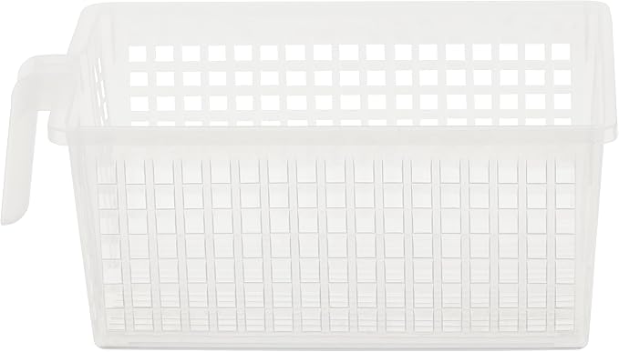 Plastic Storage Bin with Handle for Kitchen, Pantry, and Refrigerator Organization by Home Basics | Convenient Food Storage Organizer for Snacks, Food Items, Produce, and Pasta