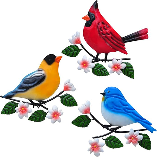 Metal Bird Wall Art Decor 3D Outdoor Sculpture Outdoor Hanging Decor Metal Wall Decor Suitable for Gardens Fence Patio Living Room Bedroom Yard Decor.