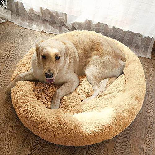 MFOX Calming Dog Bed (S/M/L/XL) for Medium and Large Dogs Comfortable Pet Bed Faux Fur Donut Cuddler Up to 15/30/50/90lbs