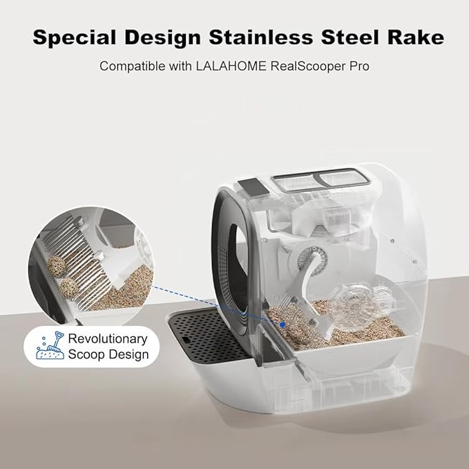 Upgraded Rake Replacement Compatible with Self Cleaning Cat Litter Box RealScooper Pro Scoop Free Special Designed Stainless