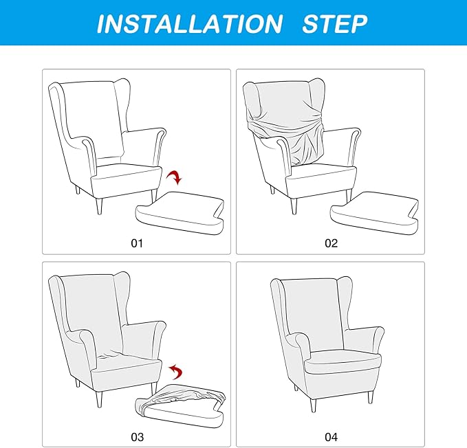 OBCREAT Wingback Chair Covers,2 Piece Stretch Velvet Wingback Chair Slipcover Soft Wing Chair Sofa Covers with Elastic Bottom,Armchair Couch Cover Furniture Protector for Living Room (Camel)