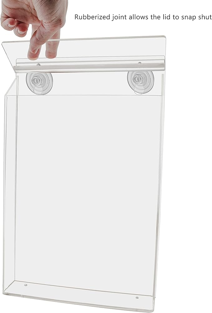 Marketing Holders Suction Cup Outdoor Literature Holder 8.5" W x 11" H Window Mount Real Estate Inspector Real Estate Agent Builders Restaurants Store Menu Pamphlets Display Bin for Business
