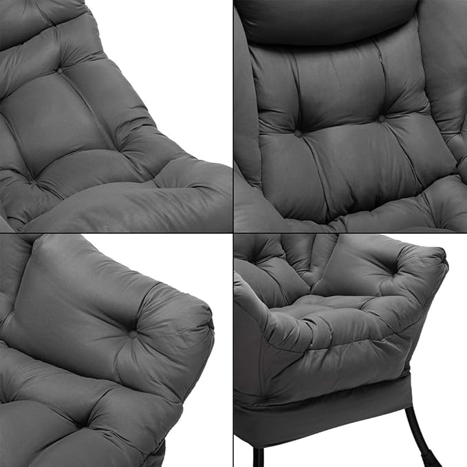 HollyHOME Lazy Chair with Armrest and Side Pocket, Comfy Accent Lounge Chair,Leisure Sofa Armchair for Living Room, Bedroom, Dorm, or Small Spaces, Oversized Reading Sofa Chair,Dark Grey