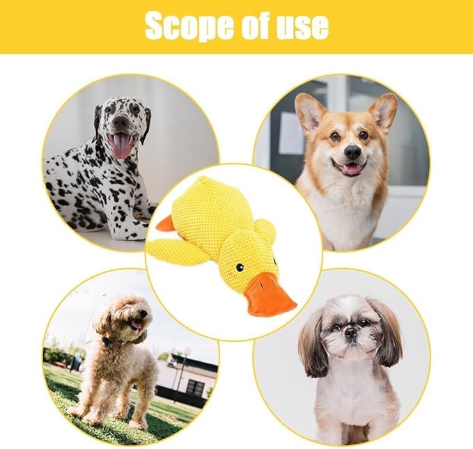 2025 Cute Yellow Calming Duck Dog Toy, Quack-Quack Duck Dog Toy, Cute Yellow Stuffed Calming Duck Dog Toys with Soft Squeaker, Interactive Dog Toys for Aggressive Chewers (Green)