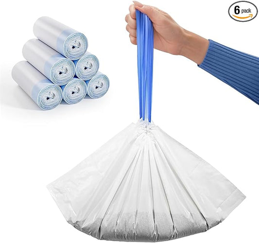 Waste Bags for Self-Cleaning Cat Litter Box, Replacement Waste Bags for Cat Litter Box Liners, Heavy-Duty Dual Drawstring, Leakproof Trash Bags for Litter Box Drawers, 6 Rolls (120 Bags)