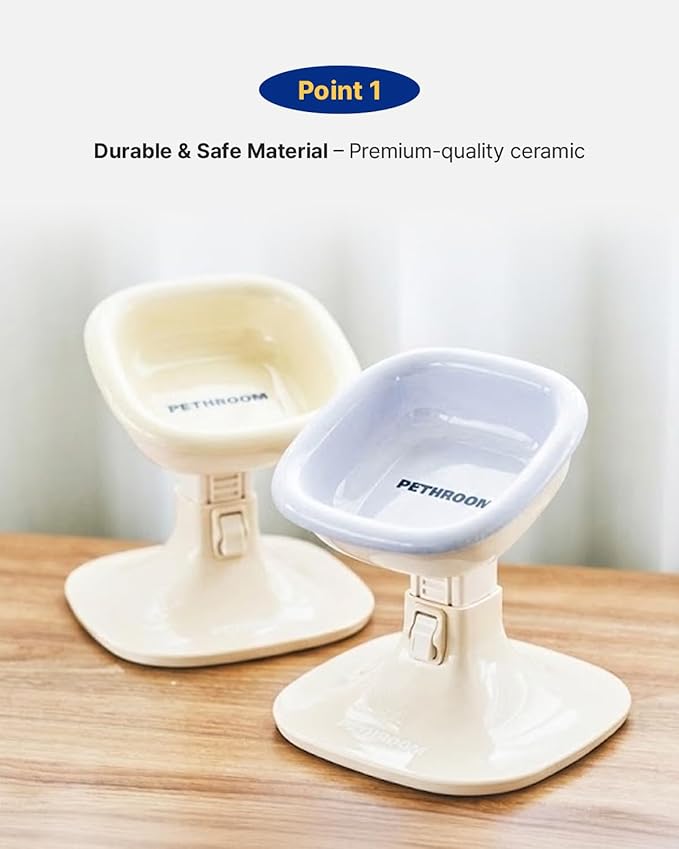 PETHROOM Well Fit Dog Bowl – Durable Ceramic Cat & Dog Food and Water Bowl, Non-Slip Silicone Base, Easy to Clean, 6.2 × 6.2 × 2.0 in, Cream
