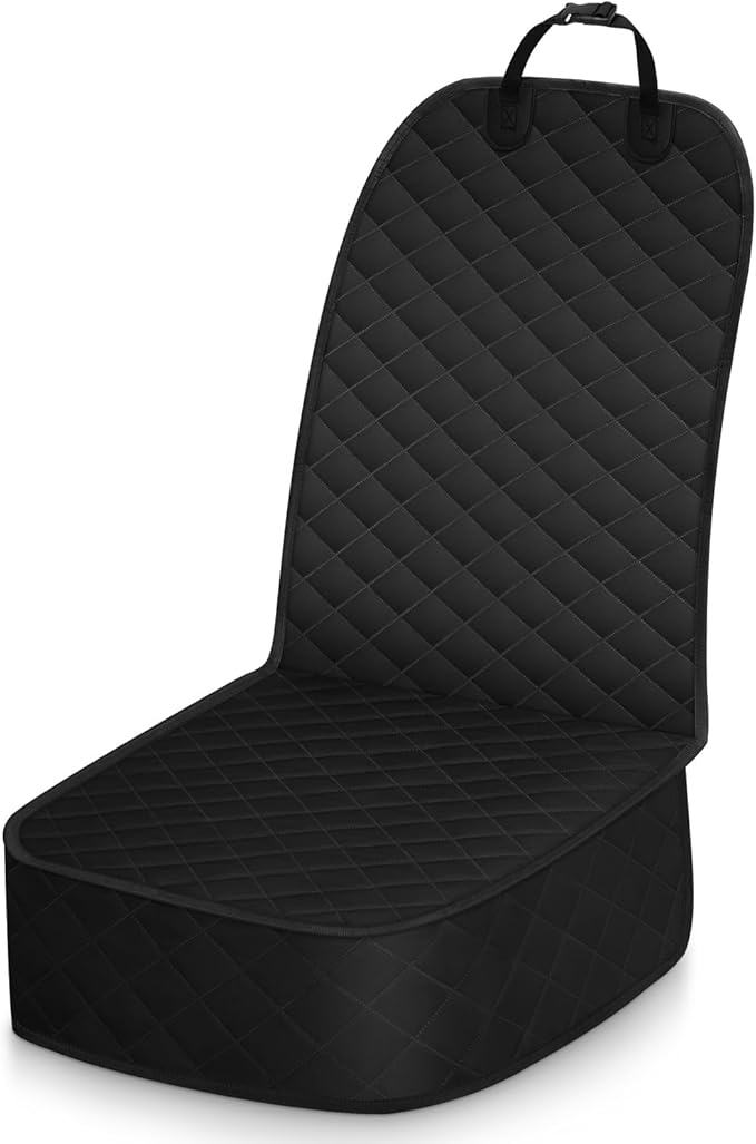 Dog Car Seat Covers Waterproof, Scratch-Proof Pet Front Cover for Cars, Nonslip Pet Passenger Seat Cover Protector, Universal Fit for Cars Trucks SUVs, Large, Black