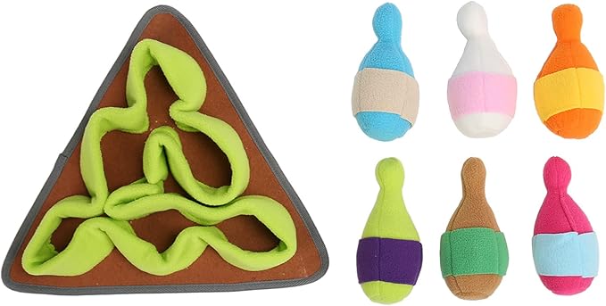Pet Sniffing Pad, Slow Food Feeder Dispenser, Dog Puzzle Toys, Slow Eating Reduce Boredom Dog Sniffing Feeding Mat with Squeaky Bowling for Smell Training