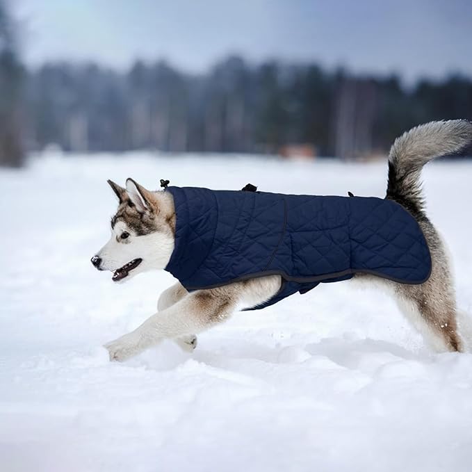 Winter Coat Waterproof Puffer Jacket Windproof for Small Medium Large Dogs - Cold Weather Coat With Harness Built-in Reflective Turtleneck Fleece Jacket Adjustable Snowsuit