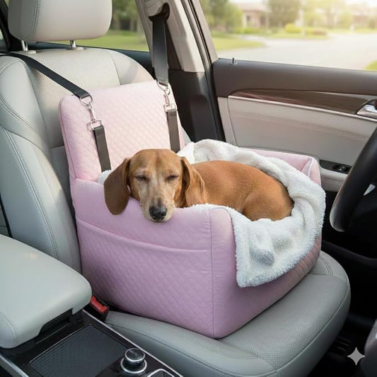 ALL GOOD PET SUPPLIES Dog Car Seat for Small/Medium Dogs, Dog Booster car seat, Memory Foam Elevated Cushion, Fully Detachable and Washable,2 Clip-On Safety Leashes, Anti-Slip