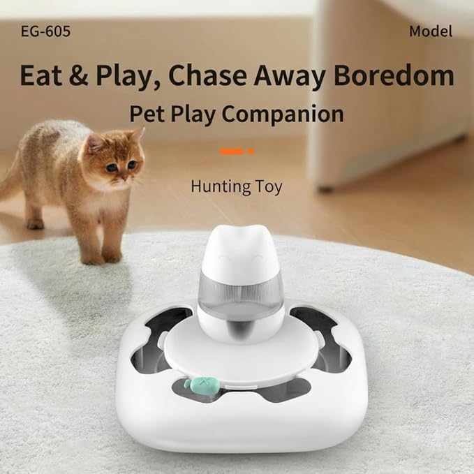 Automatic Interactive Pet Toy with Treat Dispenser, Motion-Activated Puzzle Feeder for Cats and Dogs, Smart Play Toy for Mental Stimulation