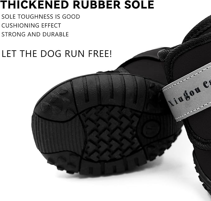 Dog Shoes for Small, Medium and Large Dogs - Waterproof for Rainy Days, Fit for Winter Snow and Hot Summer Roads, with Anti-Slip Soles for Indoor Hard Floors (Black, Size 2)