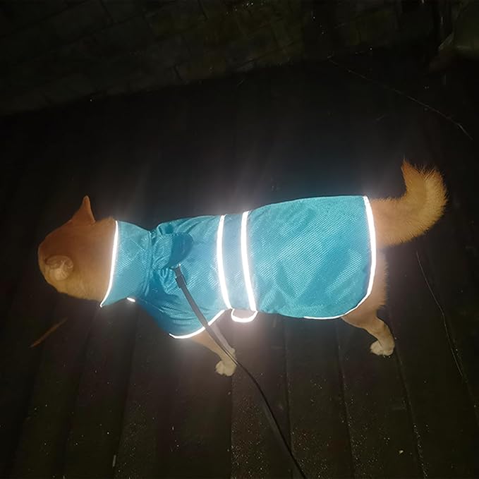 Dog Raincoat| Waterproof Adjustable & Lightweight Dog Jacket with Reflective Strips| Easy Step-in Closure for All-Weather| Fits Small Medium Large Dogs(Blue,X-Large)